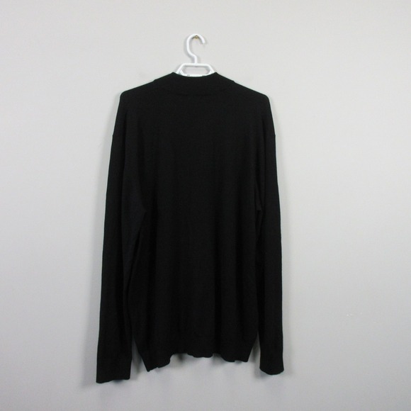 Collars & Co. Zip Up Cardigan Sweater Men XXL Black 100% Merino Wool Casual 494 - Picture 5 of 13